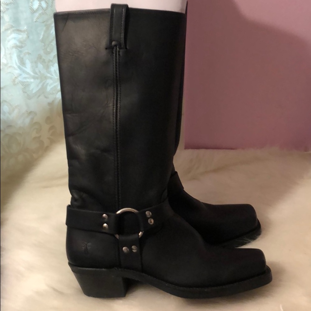 Frye Black Leather Combat Boots - Picture 3 of 8